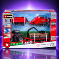 Bburago Farmland – Massey Ferguson 8740S traktor 3 pótkocsival