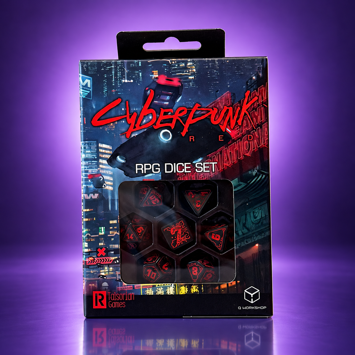 Cyberpunk RED – Blood over Chrome RPG Dice Set – Q WORKSHOP