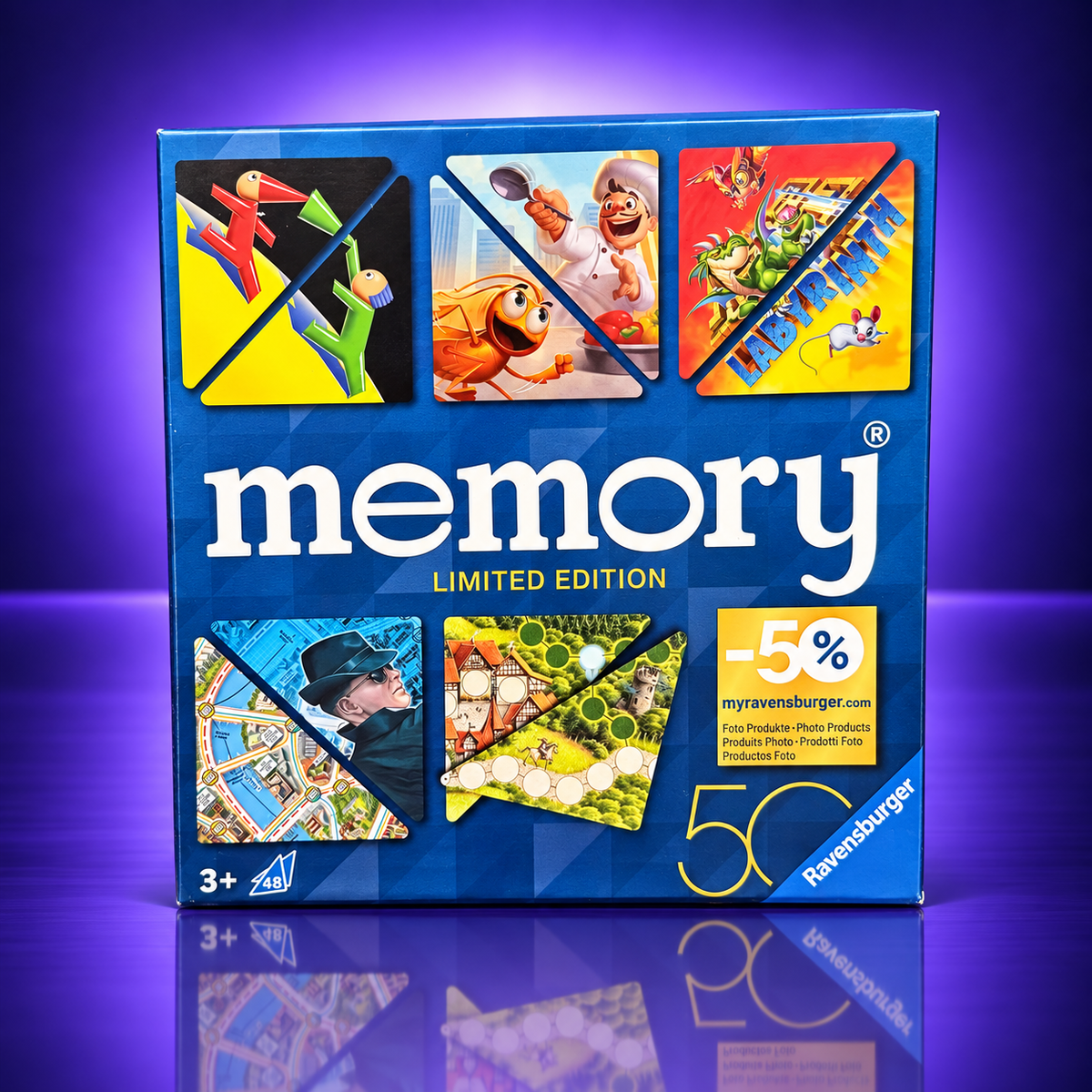Ravensburger memory® – 50 Years Blue Triangle – Limited Edition – Multilingual/Mehrsprachig/Többnyelvű