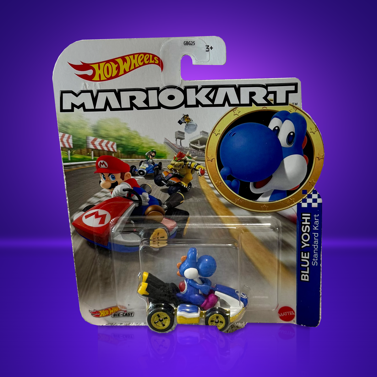 Hot Wheels Mario Kart – Blue Yoshi Standard Kart 1:64
