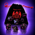 World of Dice – 7-Piece RPG Dice Set with Bag – Black/Purple